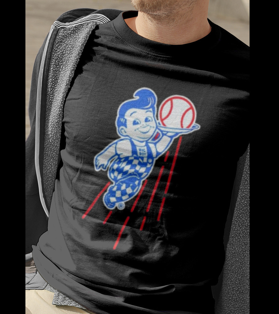 Big Boy Baseball Los Angeles Dodgers Checker Overalls Red Stripes T-Shirt