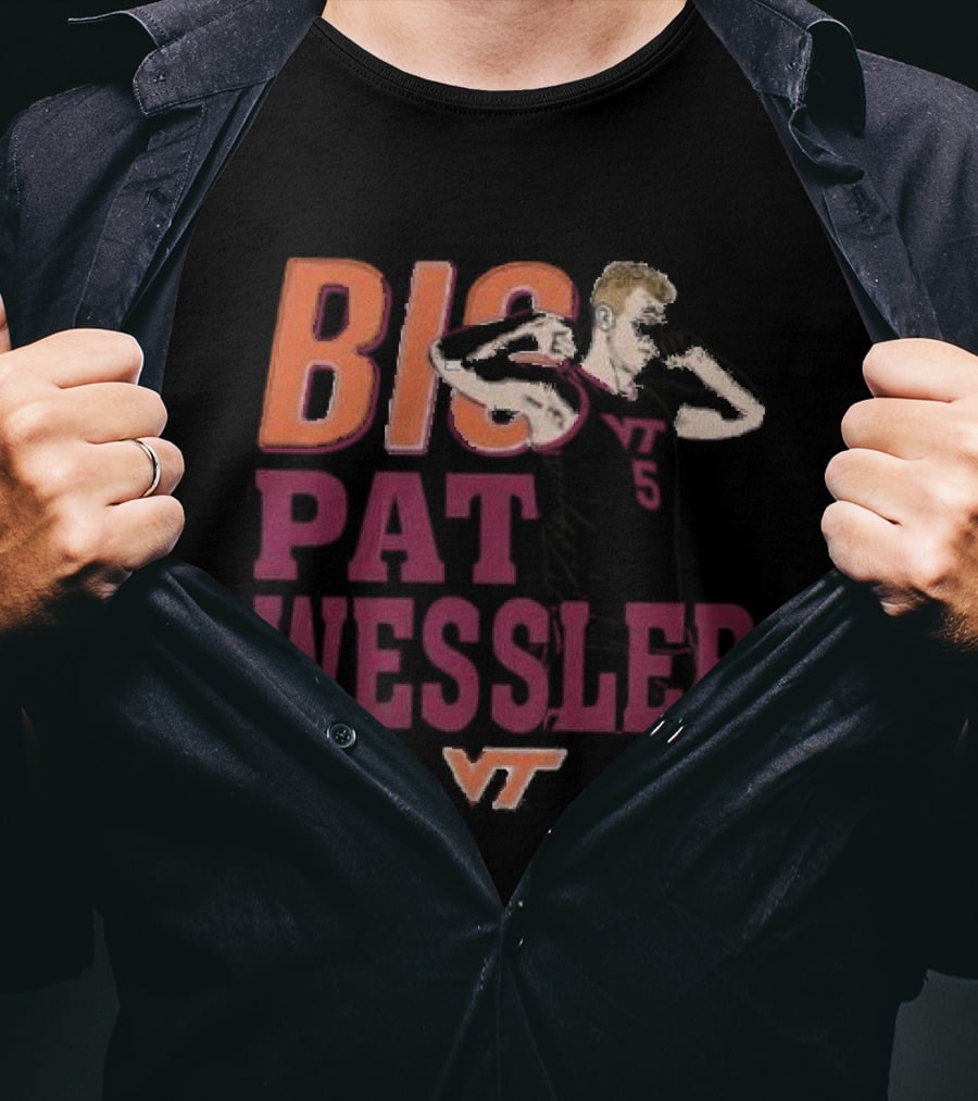 Big Pat Wessler VT Hokies Player Cartoon T-Shirt