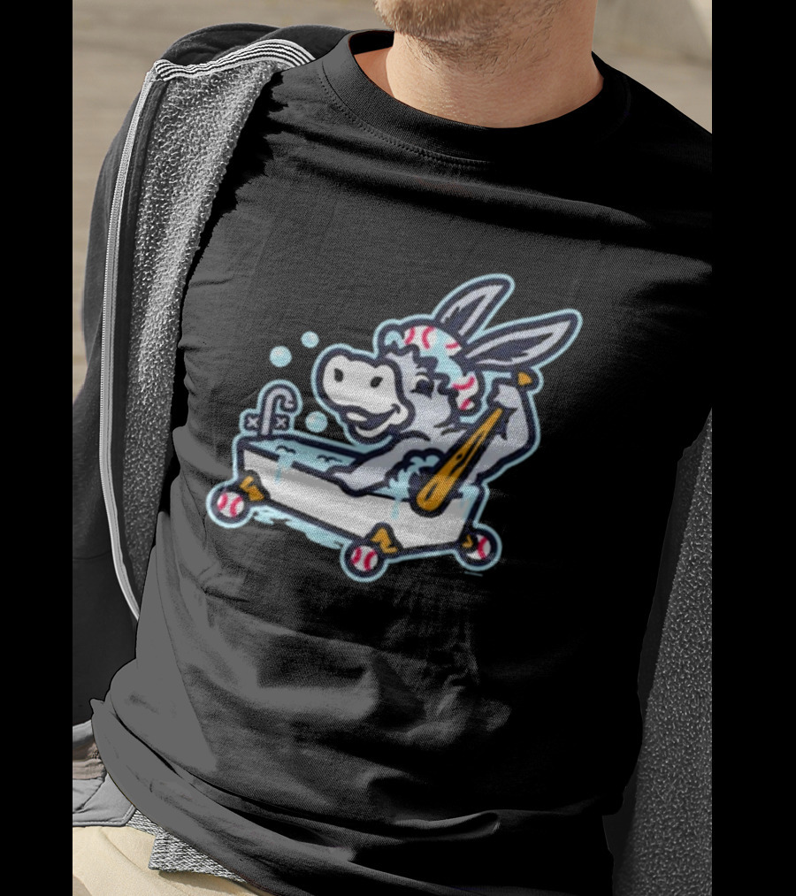 Binghamton Bathtub Donkeys Riding Bathtub Baseball Bats Binghamton Rumble Ponies T-Shirt