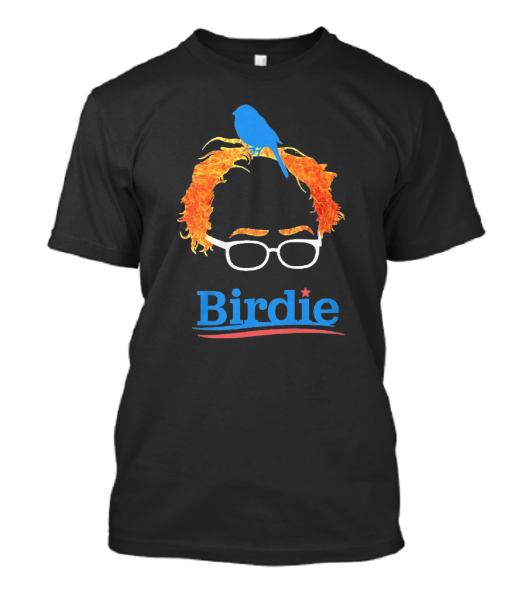 Birdie Sanders Blue Bird With Glasses And Orange Hair T-Shirt