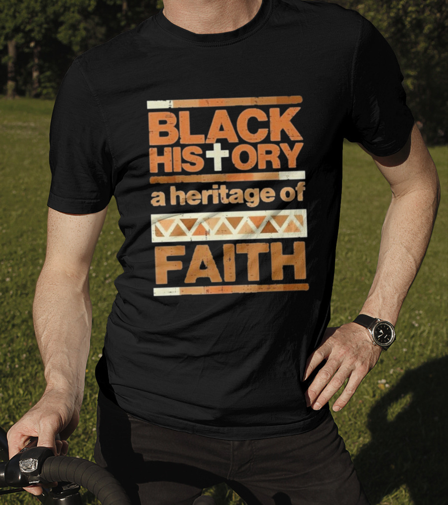 Black History Cross Heritage Of Faith African Pattern T-Shirt