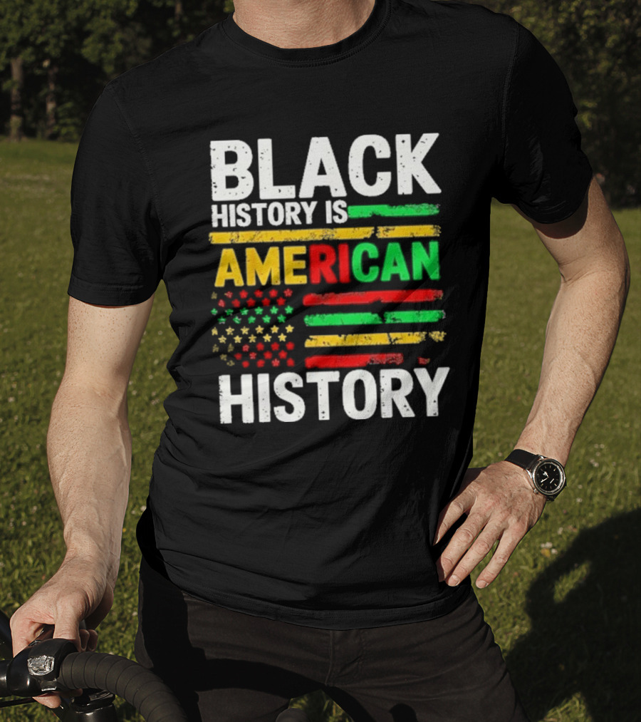 Black History Is American History Vintage Flag Design T-Shirt