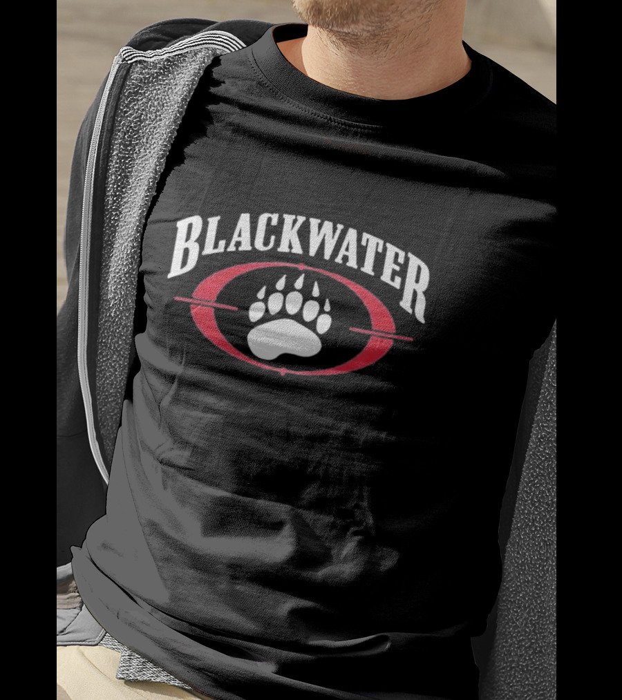 BLACKWATER Paw Print Symbol Red Oval Men's T-Shirt