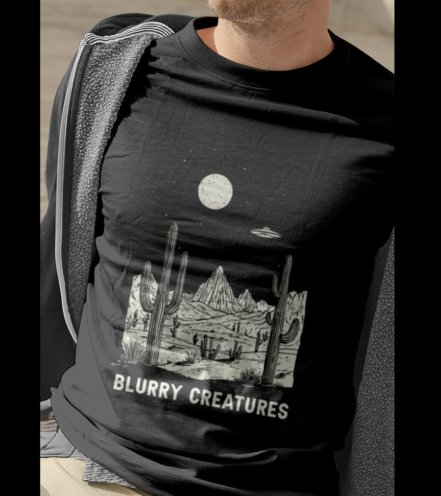 Blurry Creatures Desert Nights UFO Cactus Moon T-Shirt