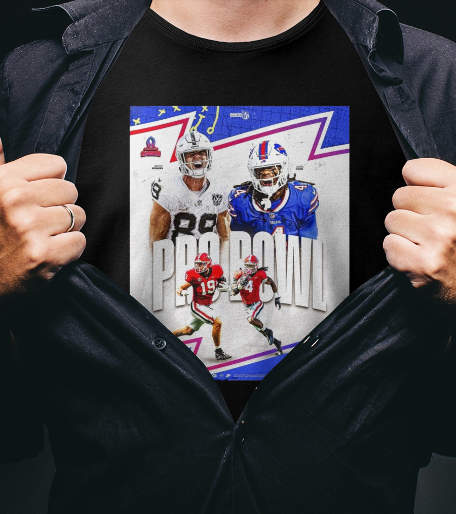 Brock Bowers Las Vegas Raiders And James Cook Buffalo Bills 2025 Pro Bowl Games NFL T-Shirt