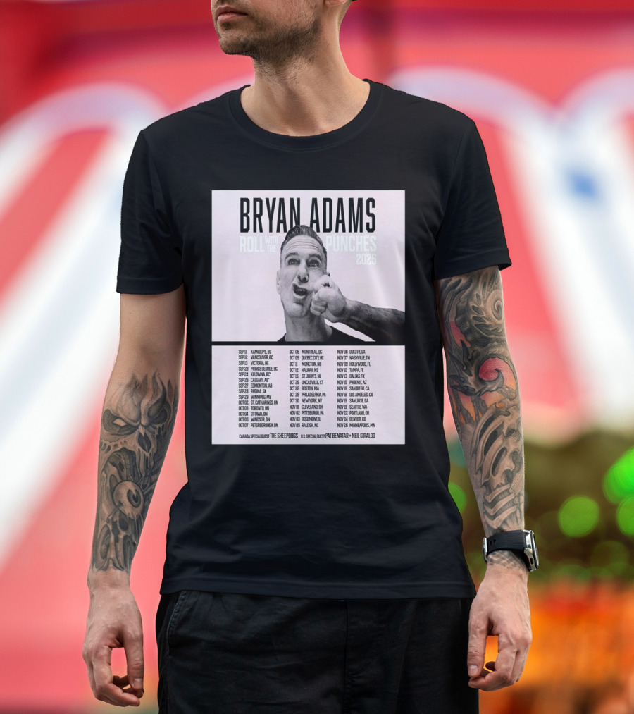Bryan Adams Roll With The Punches 2025 North America Tour T-Shirt