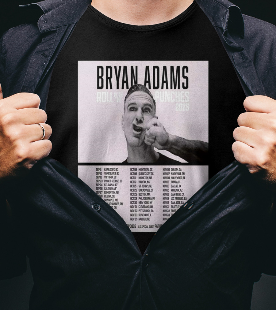Bryan Adams Roll With The Punches 2025 North America Tour T-Shirt
