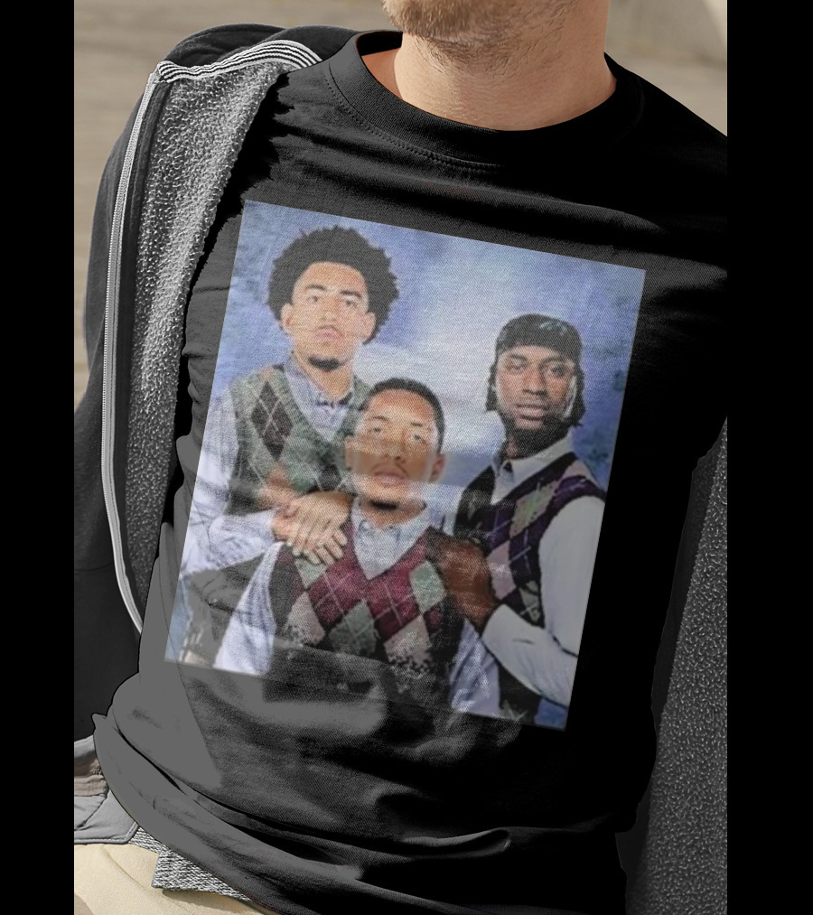 Bryce Young Chuba Hubbard Xavier Legette Vintage Argyle Sweater Step Brothers Look T-Shirt