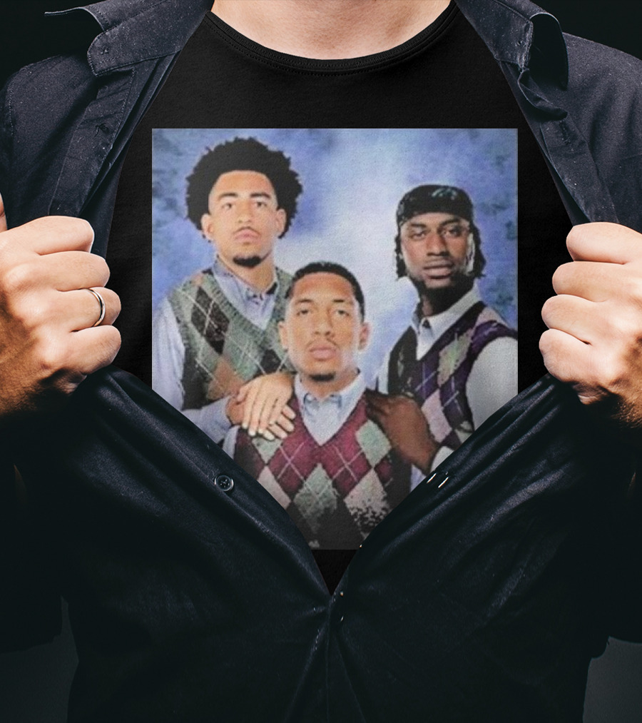 Bryce Young Chuba Hubbard Xavier Legette Vintage Argyle Sweater Step Brothers Look T-Shirt