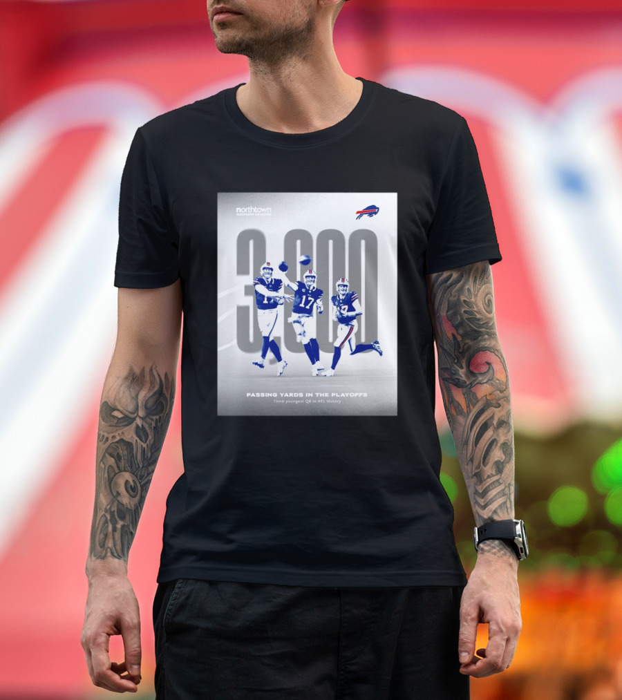 Buffalo Bills 3000 Passing Yards In The Playoffs Third-Youngest QB In NFL History T-Shirt