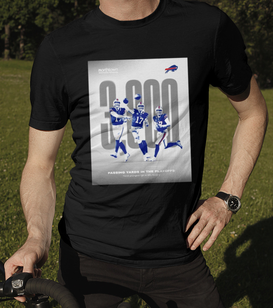Buffalo Bills 3000 Passing Yards In The Playoffs Third-Youngest QB In NFL History T-Shirt