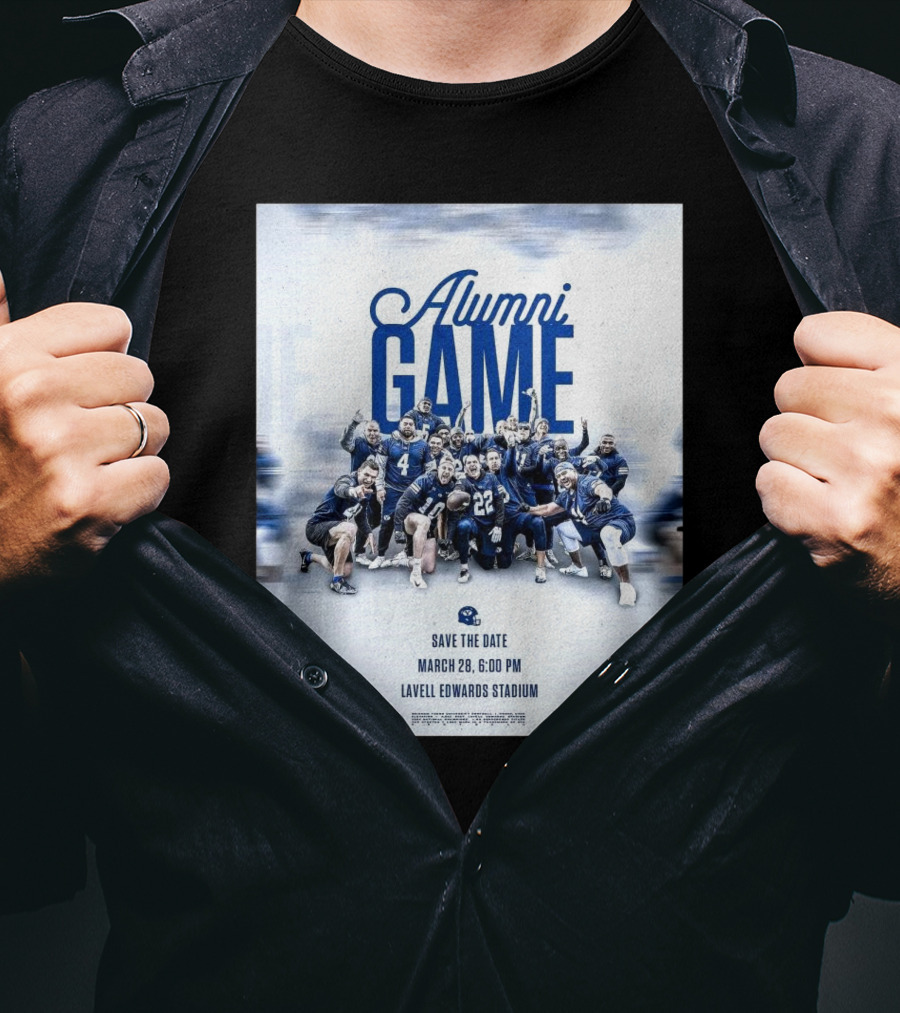 BYU Cougars Alumni Game Save The Date March 28 Lavell Edwards Stadium T-Shirt