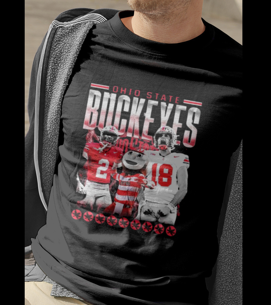 Caleb Downs X Will Howard Ohio State Buckeyes Mascot Graphic T-Shirt