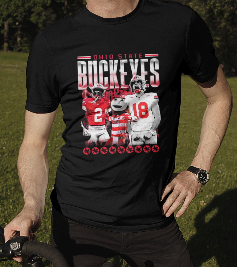 Caleb Downs X Will Howard Ohio State Buckeyes Mascot Graphic T-Shirt