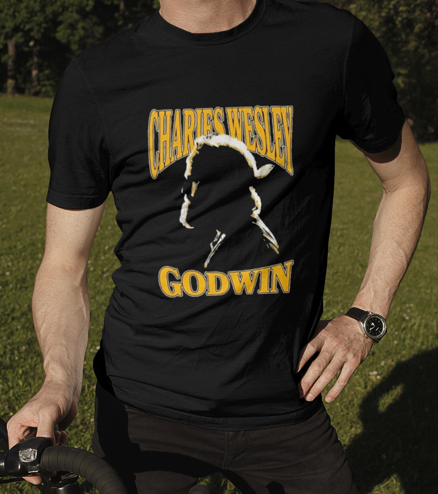 Charles Wesley Godwin CWG Silhouette Bold Yellow Text T-Shirt
