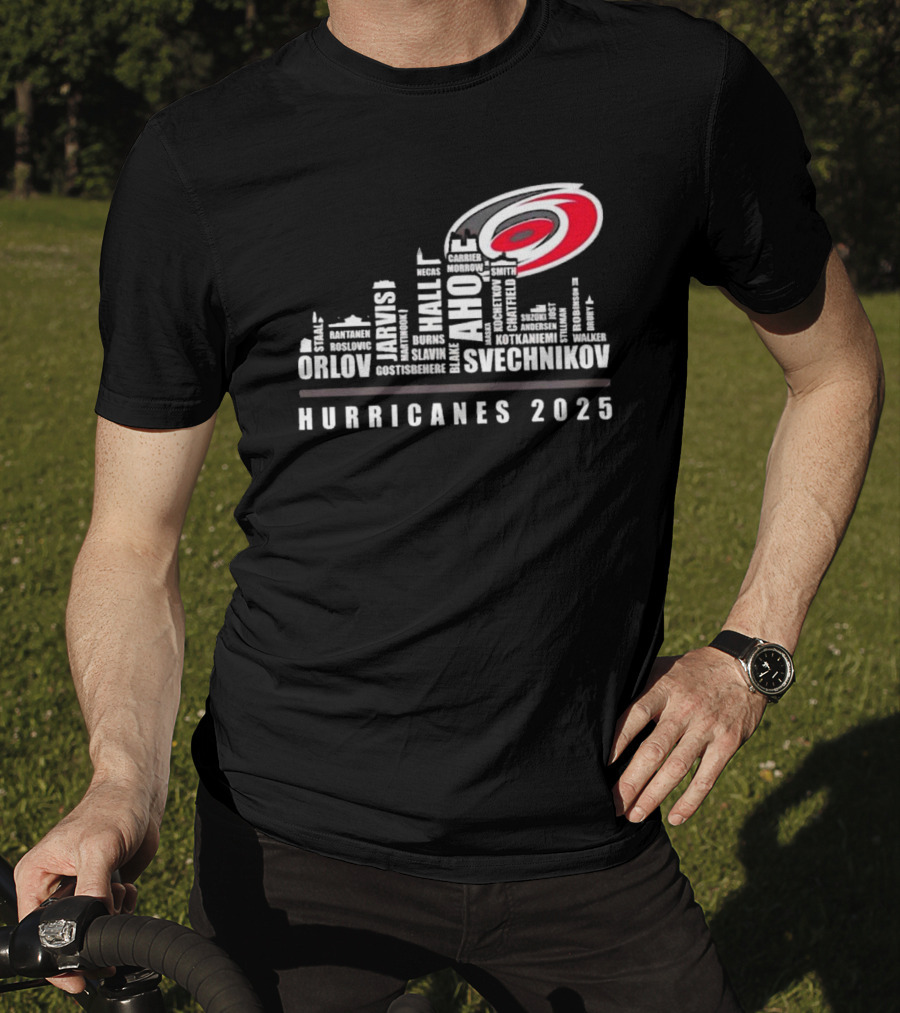 Carolina Hurricanes 2025 Players Names City Skyline T-Shirt