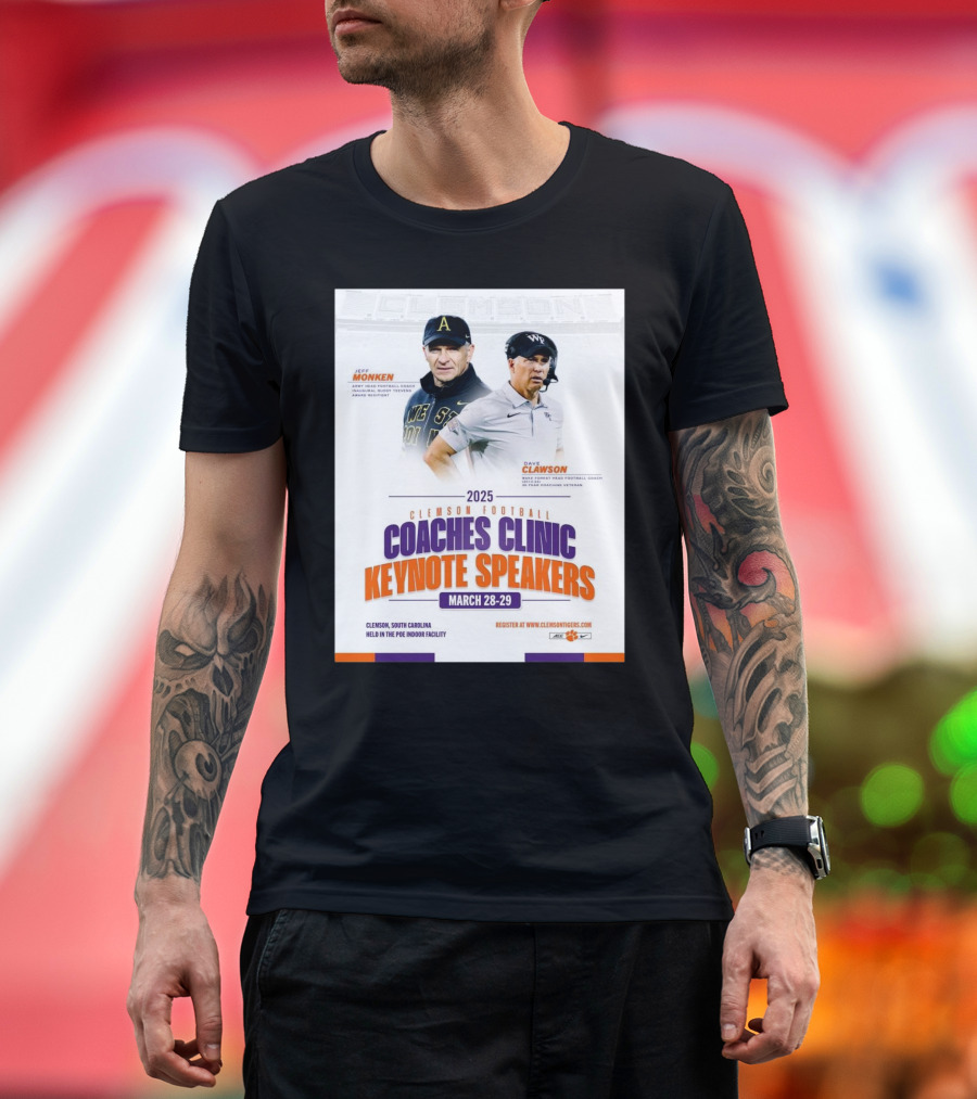 Clemson Football Jeff Monken And Dave Clawson Coaches Clinic Keynote Speakers March 28 – 29 2025 T-Shirt