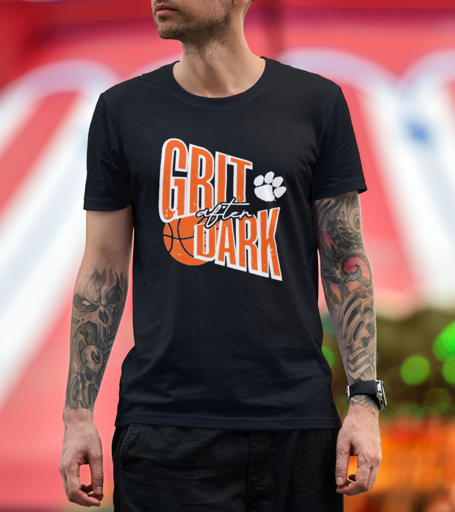 Clemson Tigers Grit After Dark Basketball with Paw Icon T-Shirt
