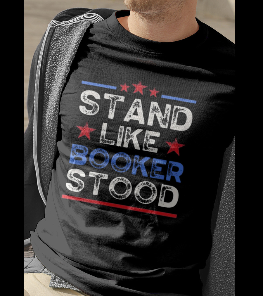 STAND LIKE BOOKER STOOD Red White Blue Stars T-Shirt
