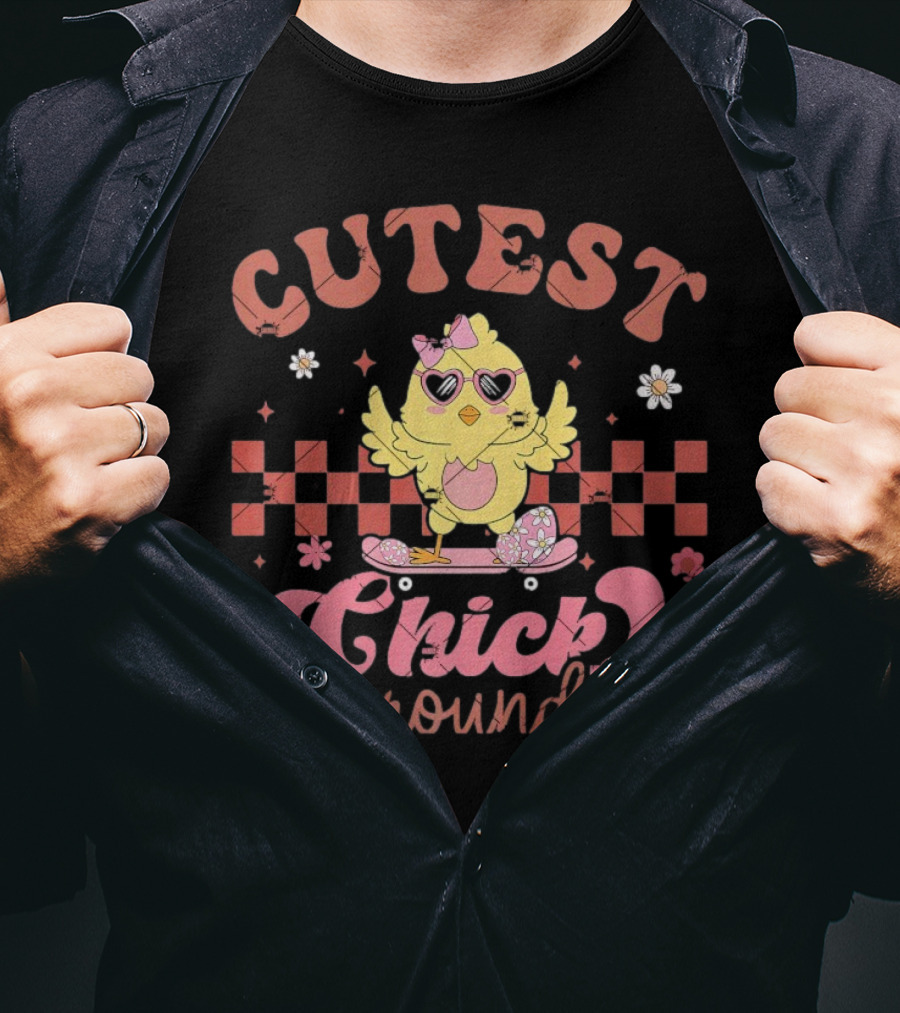 Cutest Chick Around Retro Chicken Easter Egg Hunt T-Shirt