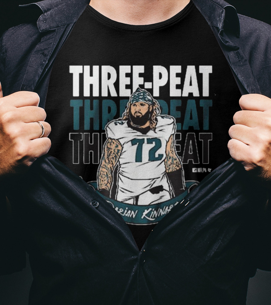 Darian Kinnard Three-Peat Philadelphia Eagles NFL Football T-Shirt