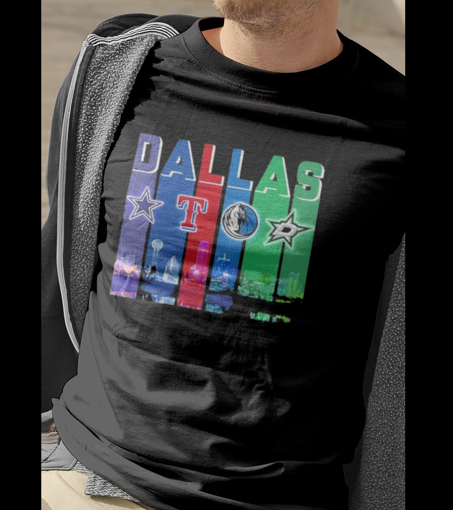 Dallas Retro Skyline Sports Teams Logo T-Shirt