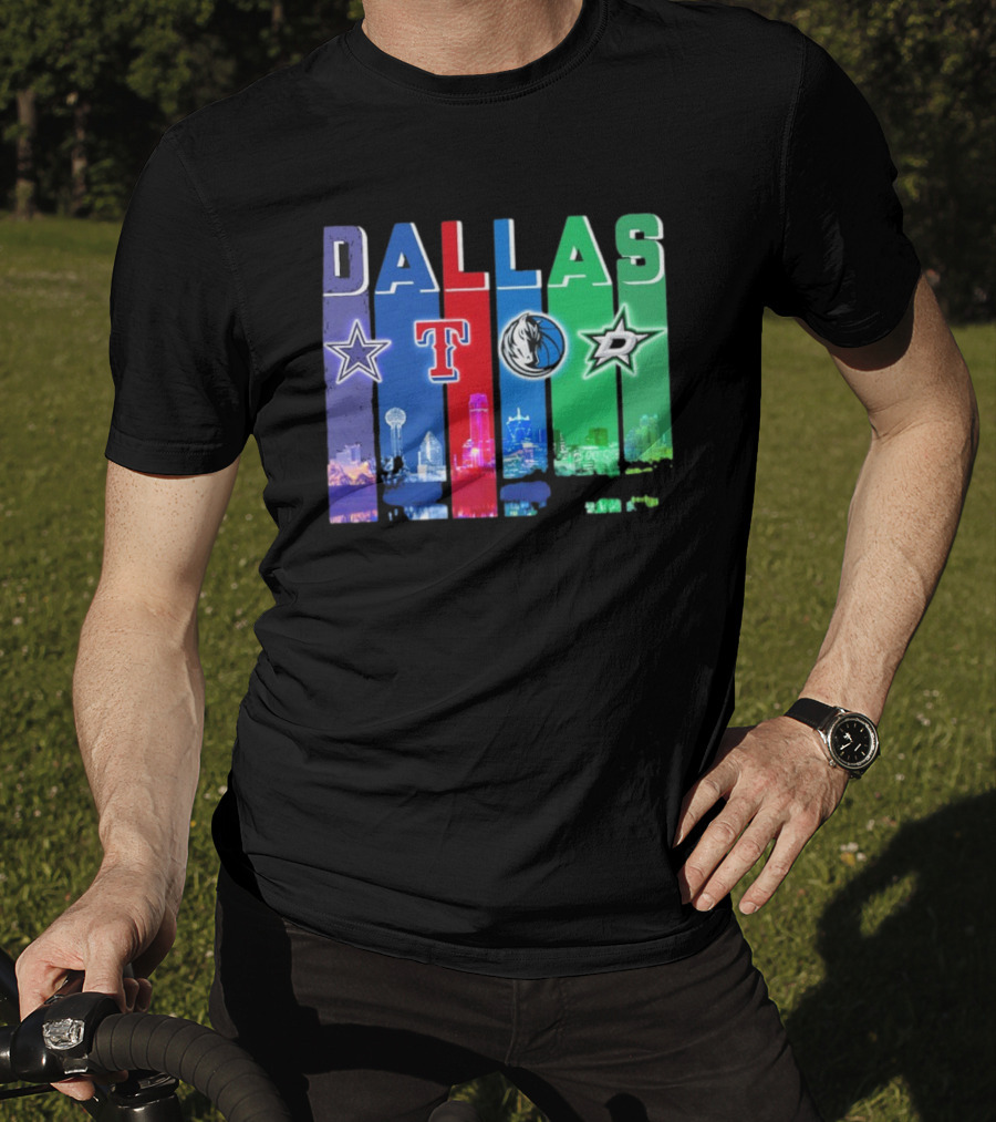 Dallas Retro Skyline Sports Teams Logo T-Shirt