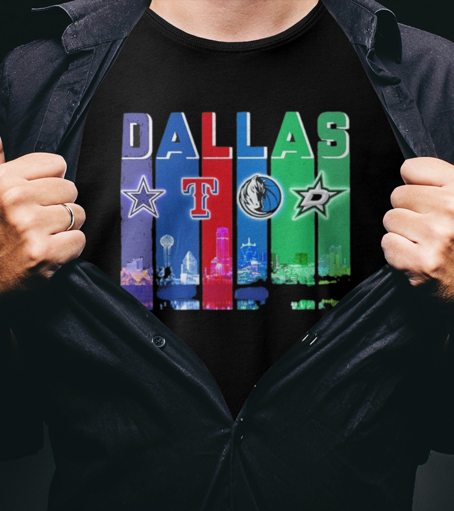 Dallas Retro Skyline Sports Teams Logo T-Shirt