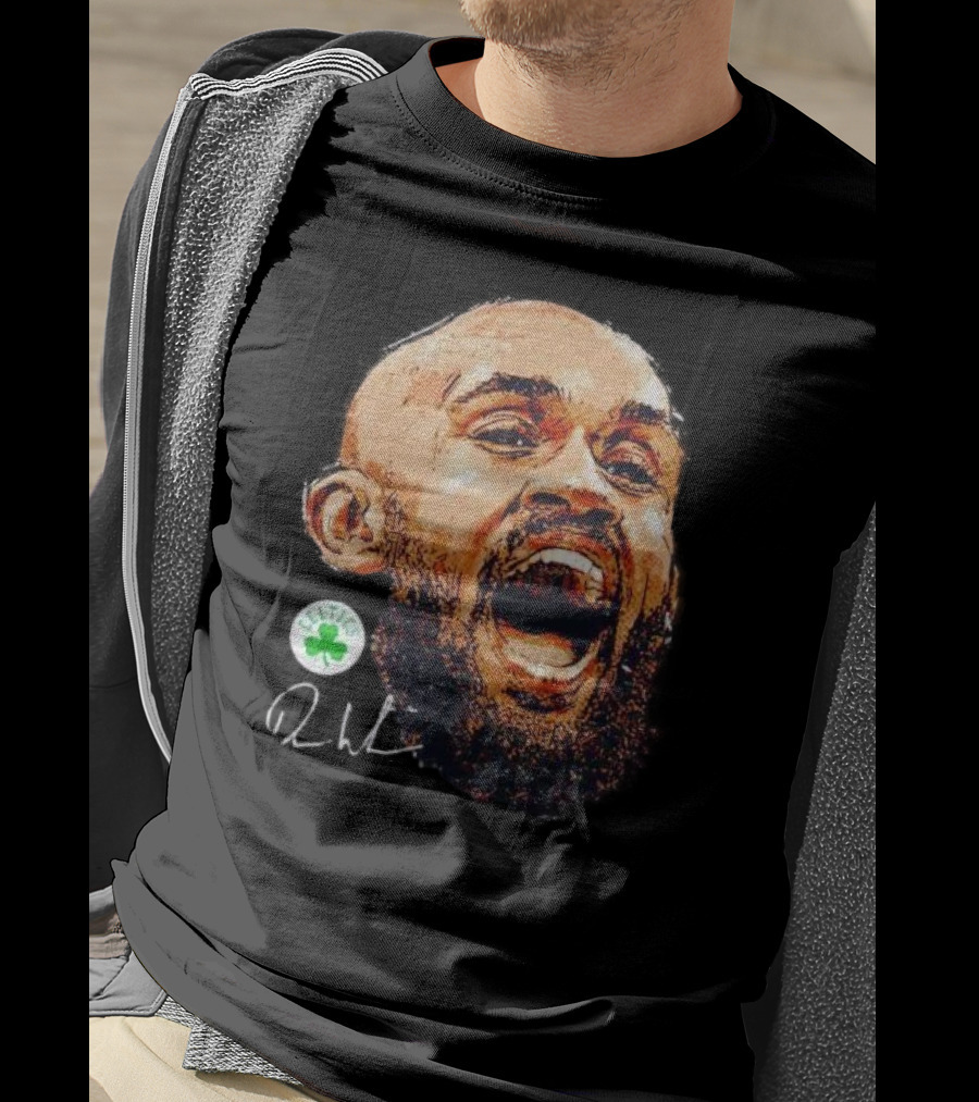 Derrick White Boston Celtics Portrait Signature T-Shirt
