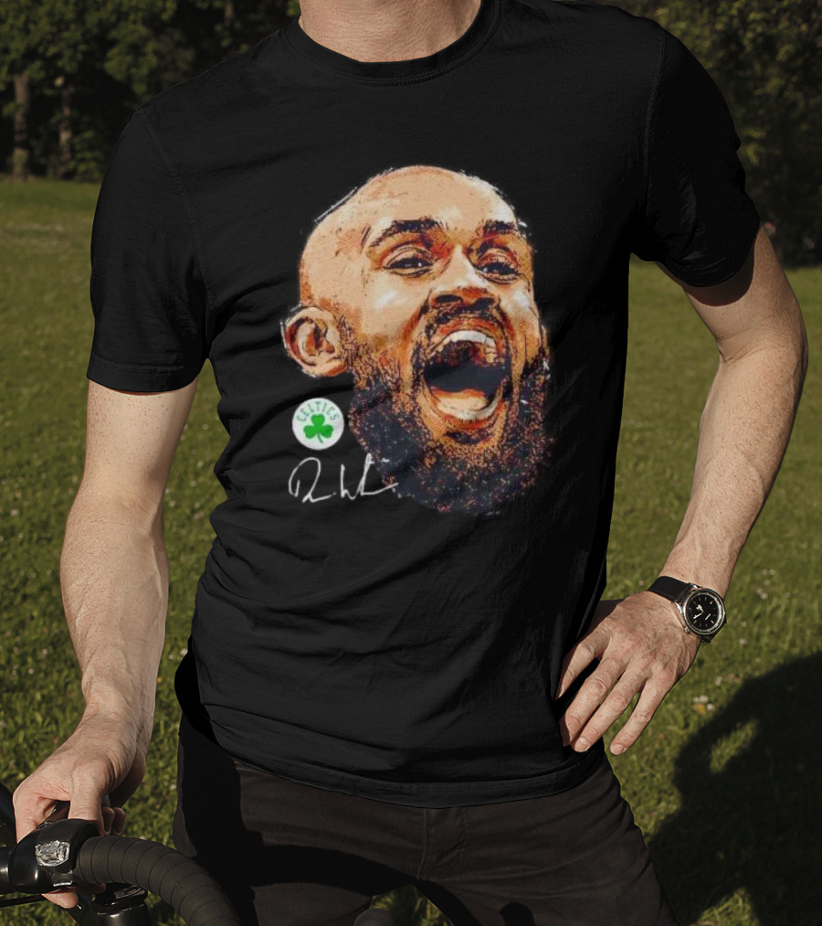 Derrick White Boston Celtics Portrait Signature T-Shirt