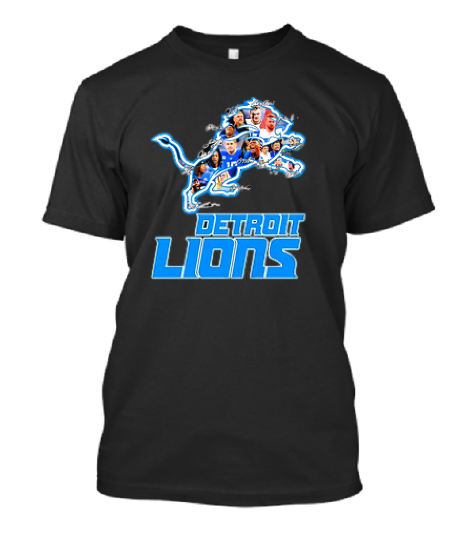 Detroit Lions Photos Coach Dan Campbell And Players Signatures T-Shirt