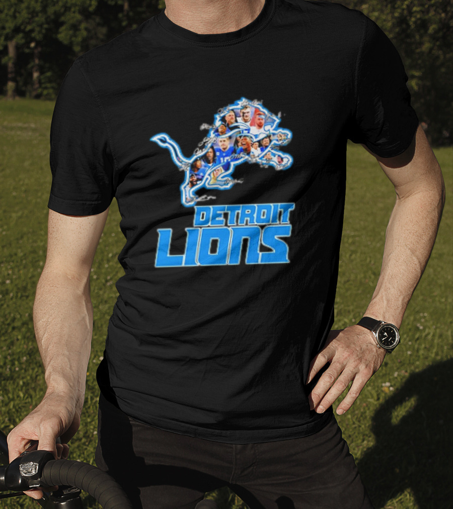 Detroit Lions Photos Coach Dan Campbell And Players Signatures T-Shirt