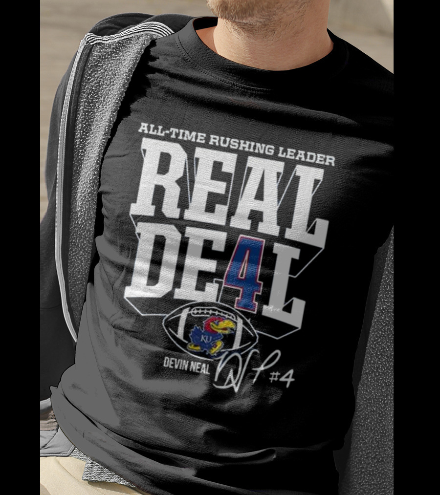 Devin Neal Jayhawks All-Time Rushing Leader Real Deal T-Shirt