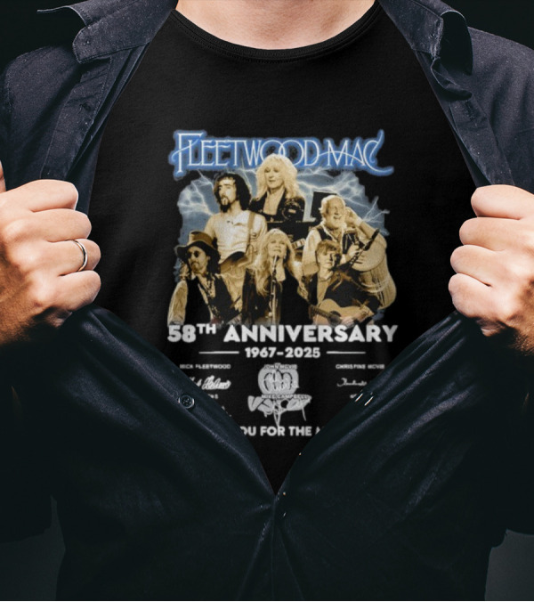 Fleetwood Mac 58th Anniversary 1967 2025 Thank You For The Memories Signatures T-Shirt