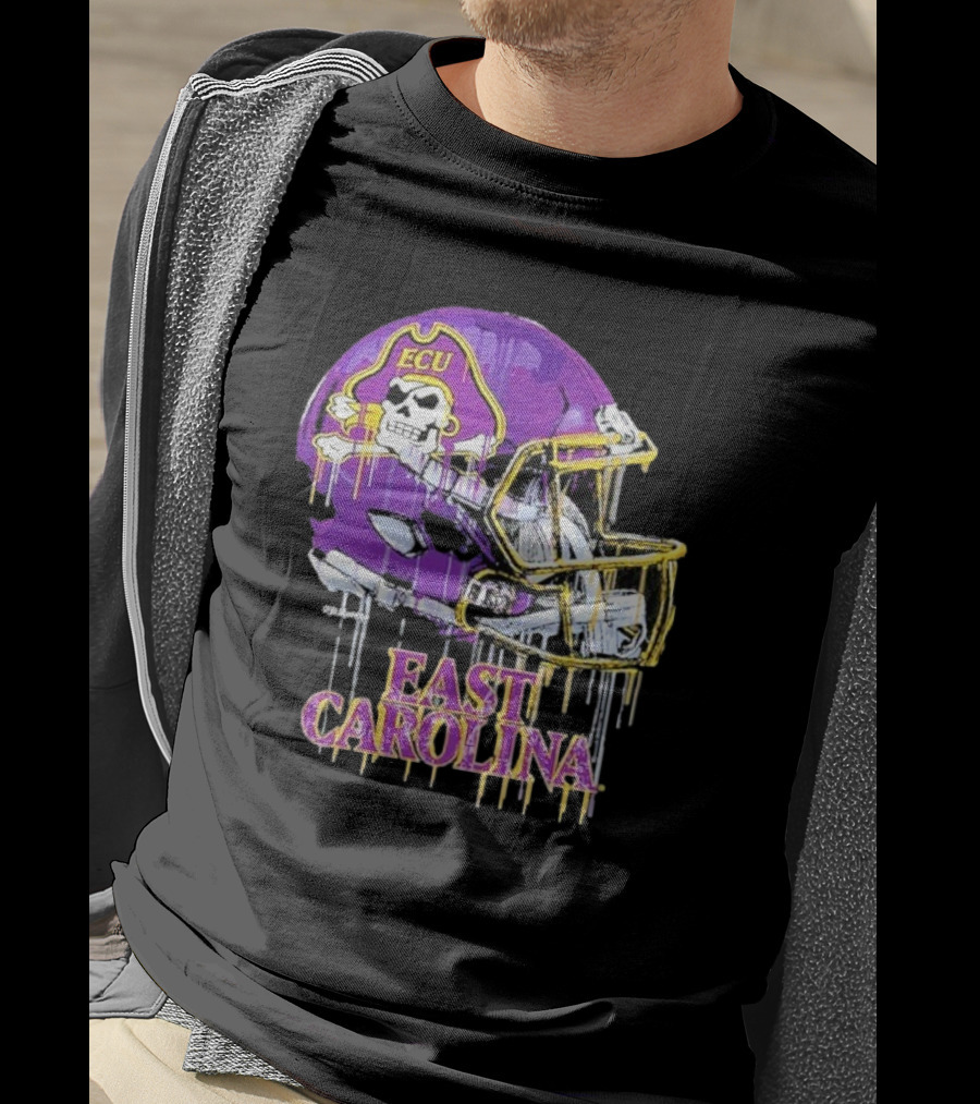 ECU Pirates Dripping Football Helmet T-Shirt