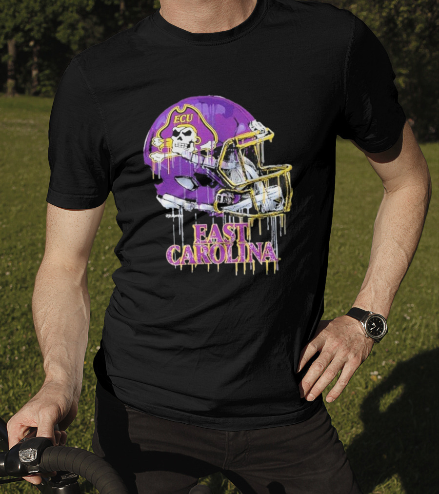 ECU Pirates Dripping Football Helmet T-Shirt