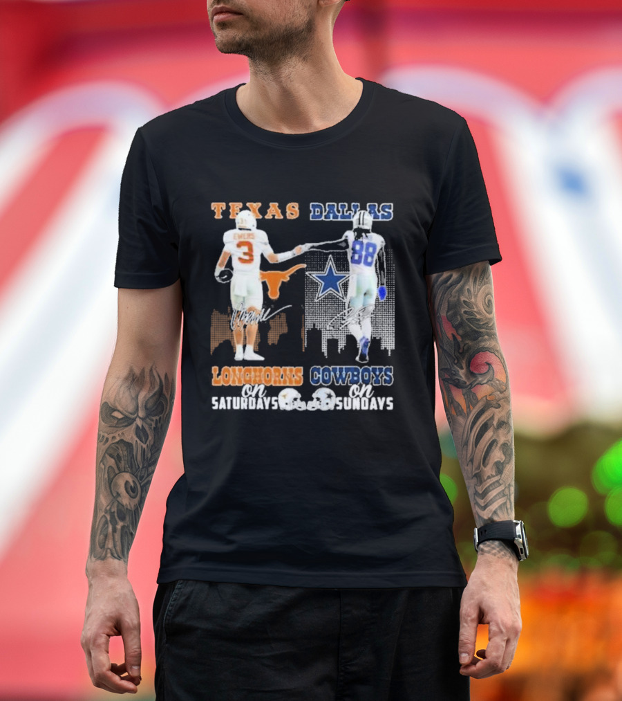 Ewers and lamb longhorns on saturdays Cowboys on sundays T-Shirt