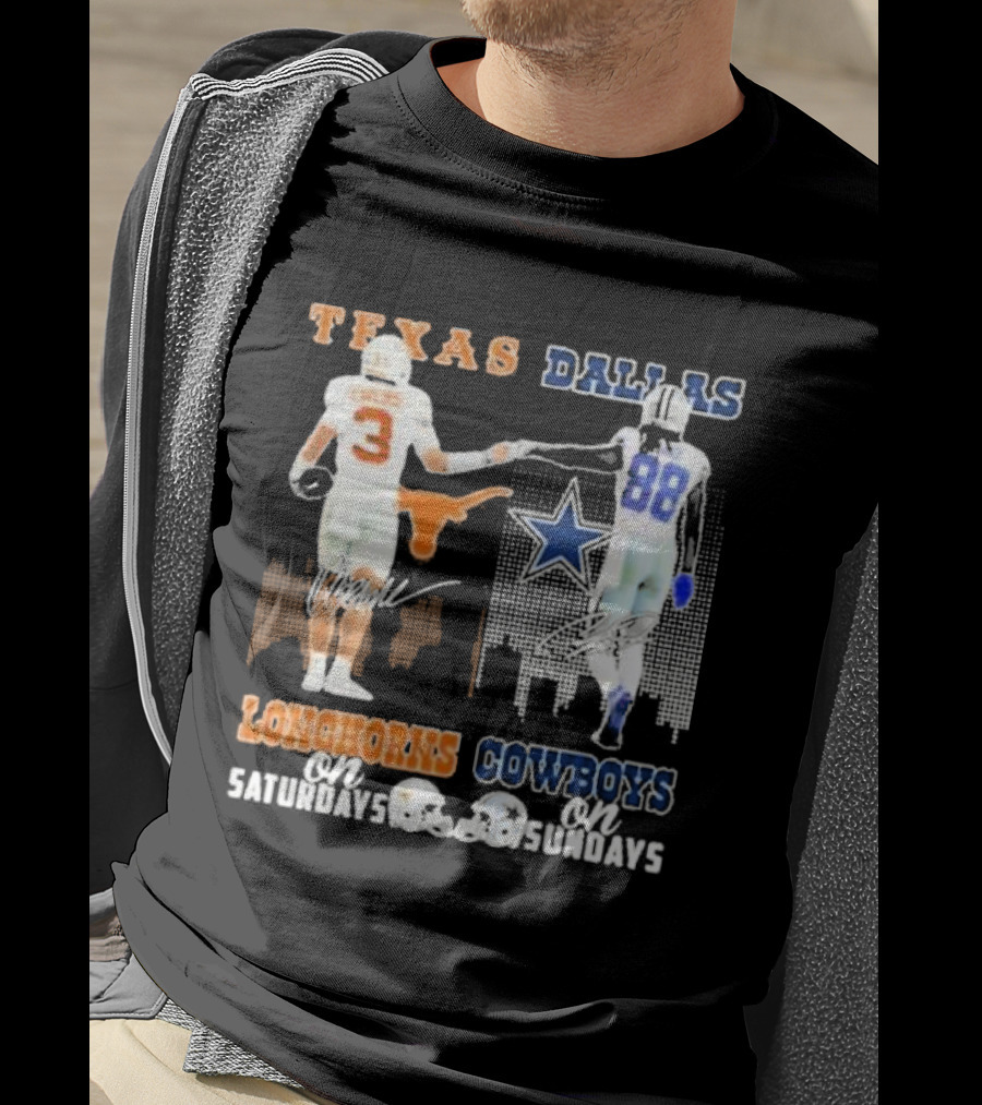 Ewers And Lamb Longhorns On Saturdays Cowboys On Sundays T-Shirt