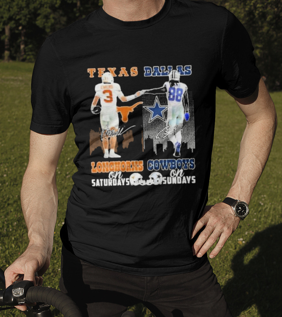 Ewers And Lamb Longhorns On Saturdays Cowboys On Sundays T-Shirt