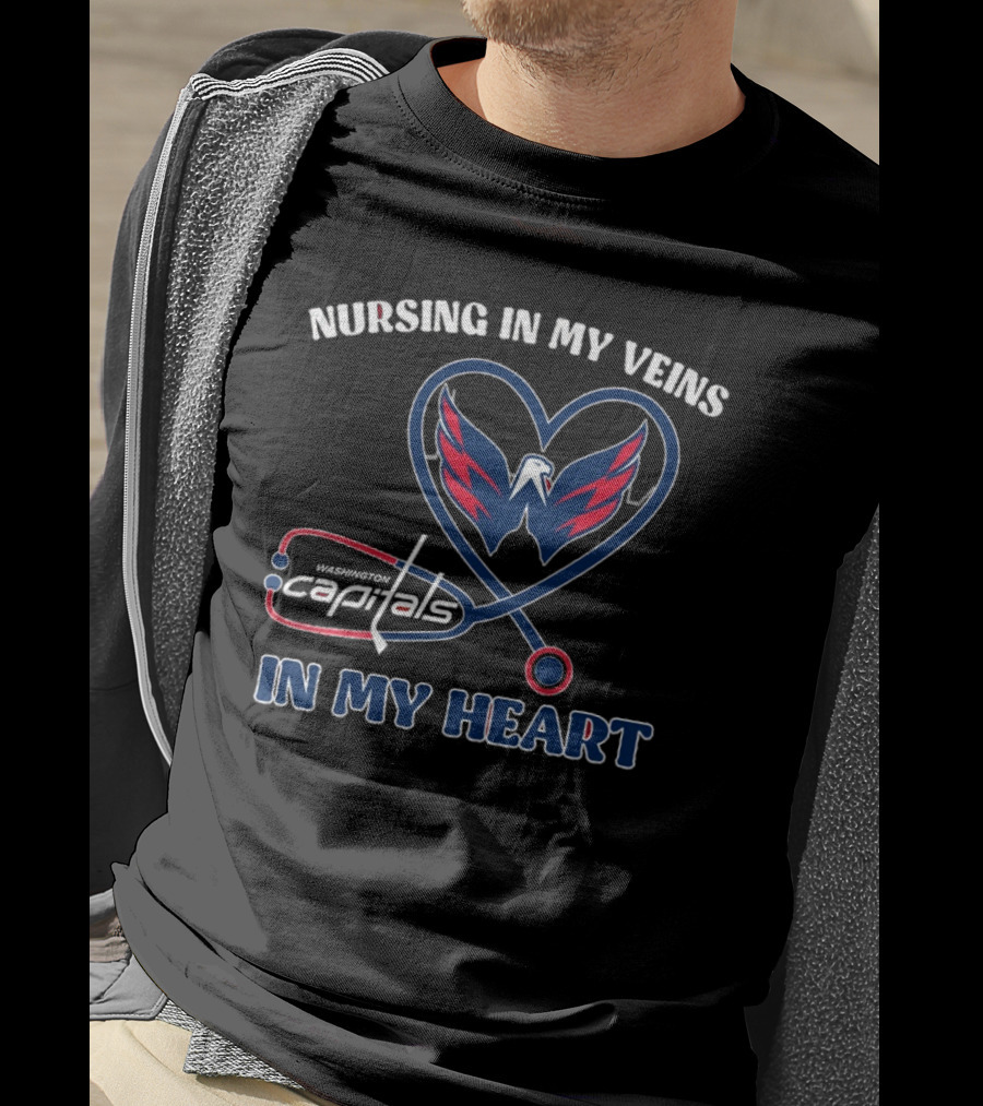 Funny Nursing In My Veins Washington Hockey In My Heart T-Shirt