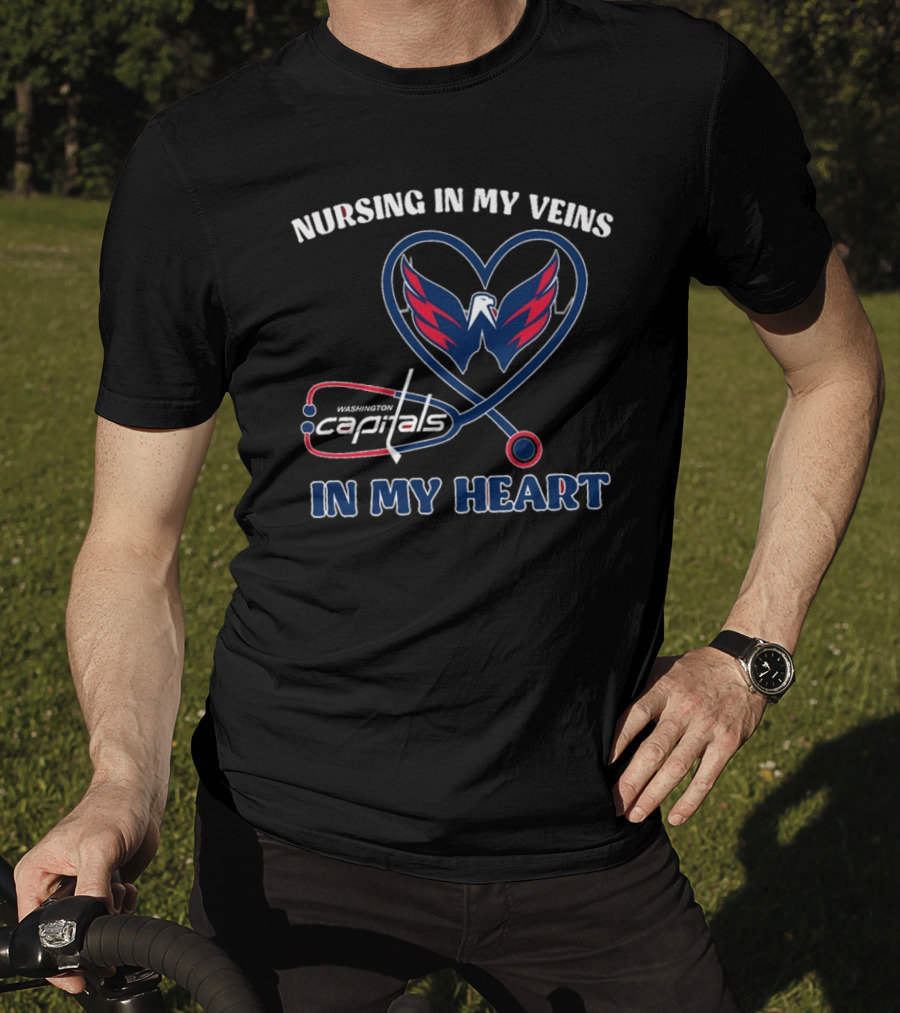 Funny Nursing In My Veins Washington Hockey In My Heart T-Shirt