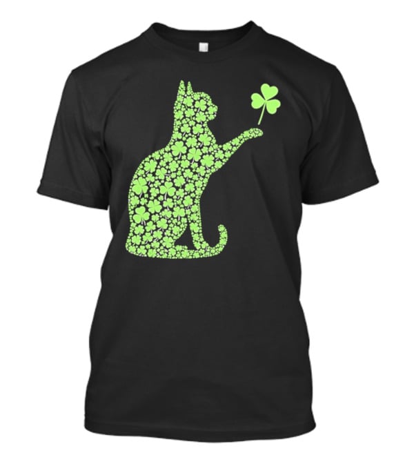 Funny St. Patrick’S Day Shamrock Cat Irish T-Shirt