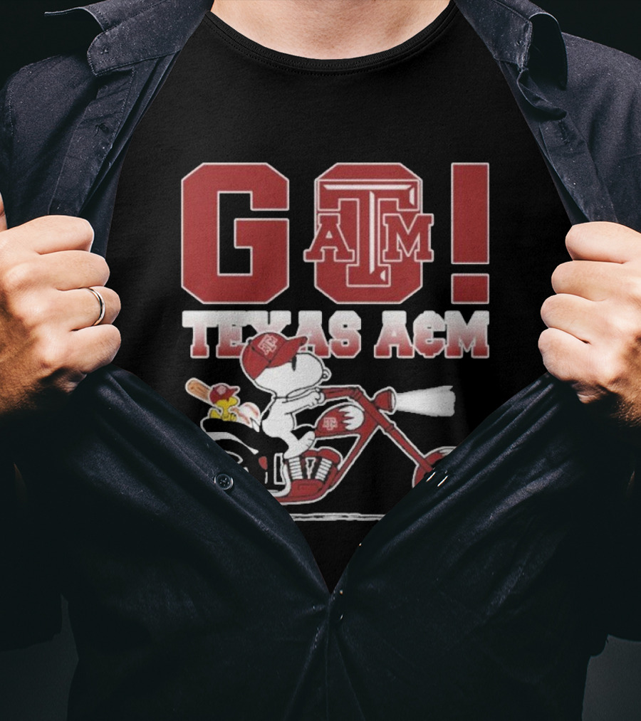 Go Texas A&m Snoopy Motoby T-Shirt