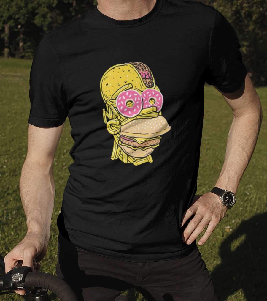 Homer Simpson And Junk Food Snack Head T-Shirt