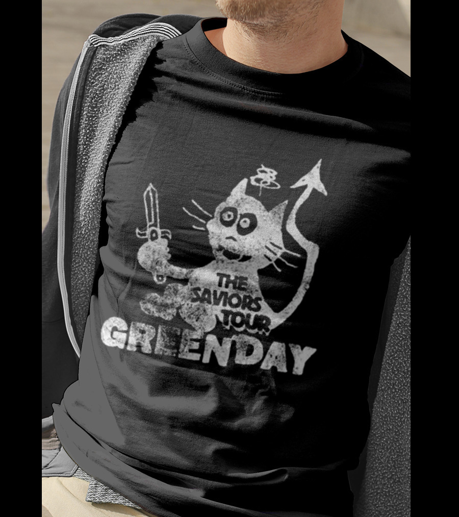 Green Day Cat And Sword T-Shirt