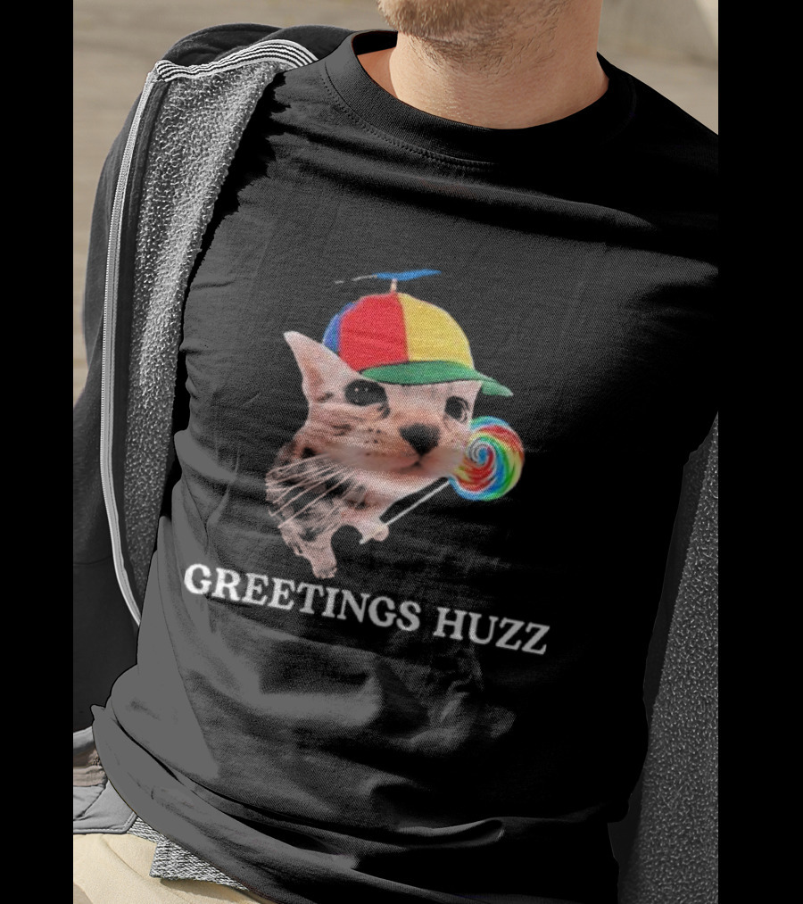 Greetings Huzz Gen Z Gen Alpha Slang Silly Cat Meme Toddler T-Shirt