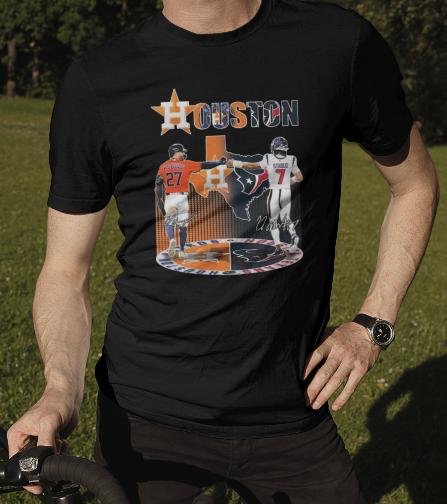 Houston Astros X Houston Texans Logo Signature 2025 T-Shirt