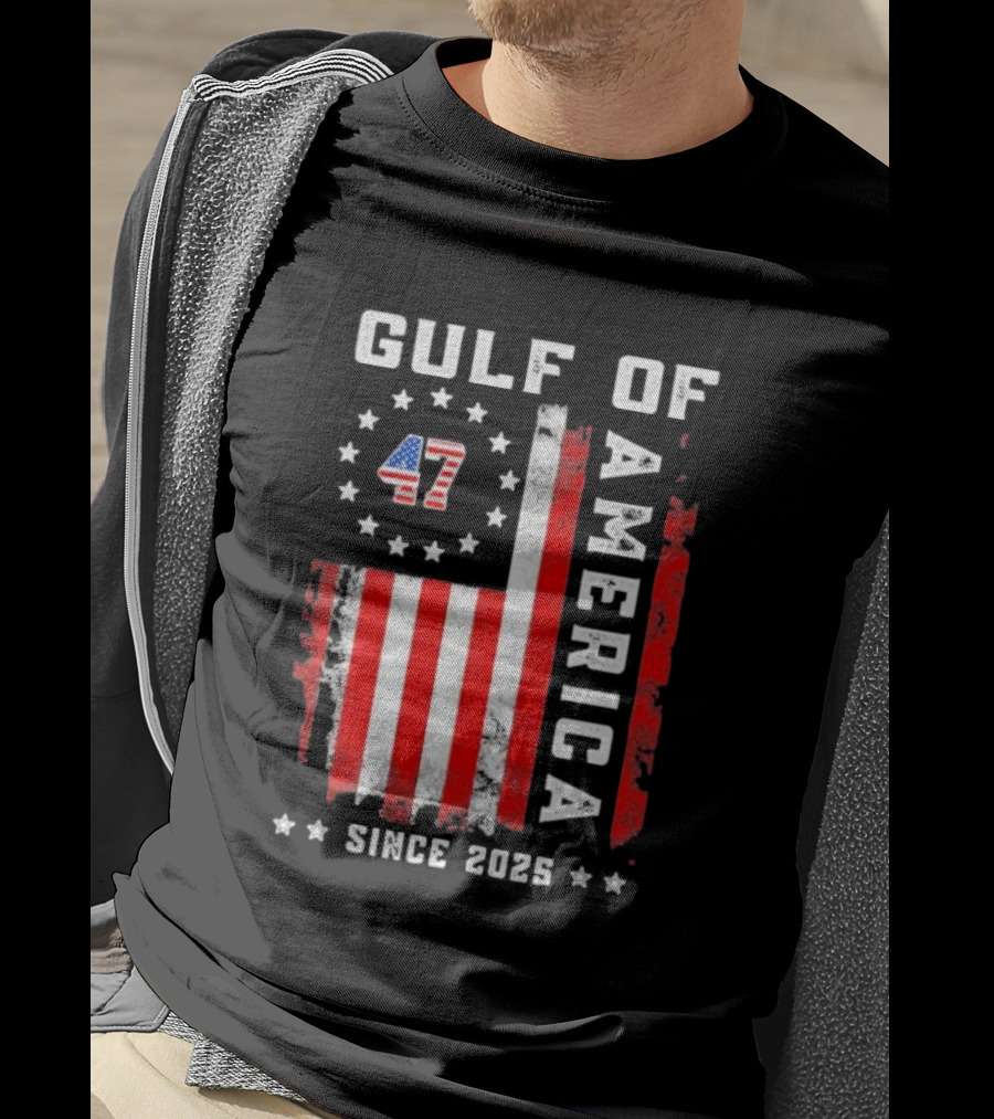 Gulf Of USA America Vintage USA Flag Grunged 2025 T-Shirt