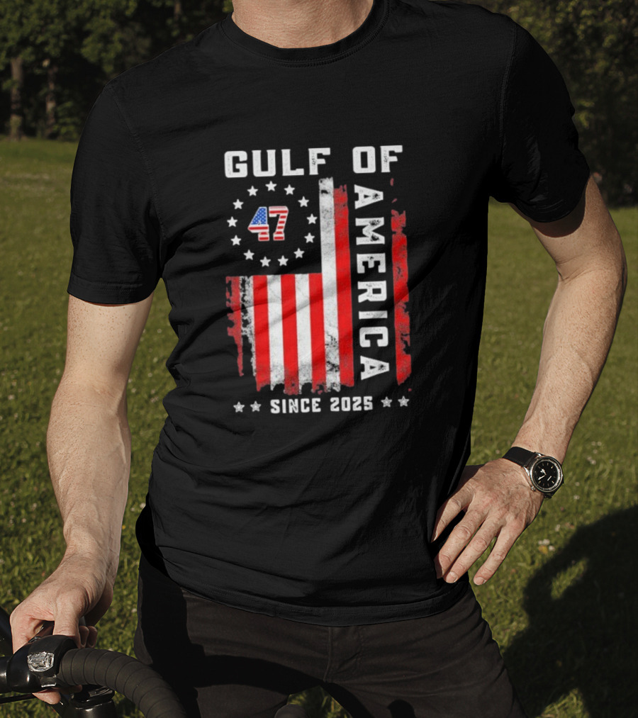 Gulf Of USA America Vintage USA Flag Grunged 2025 T-Shirt