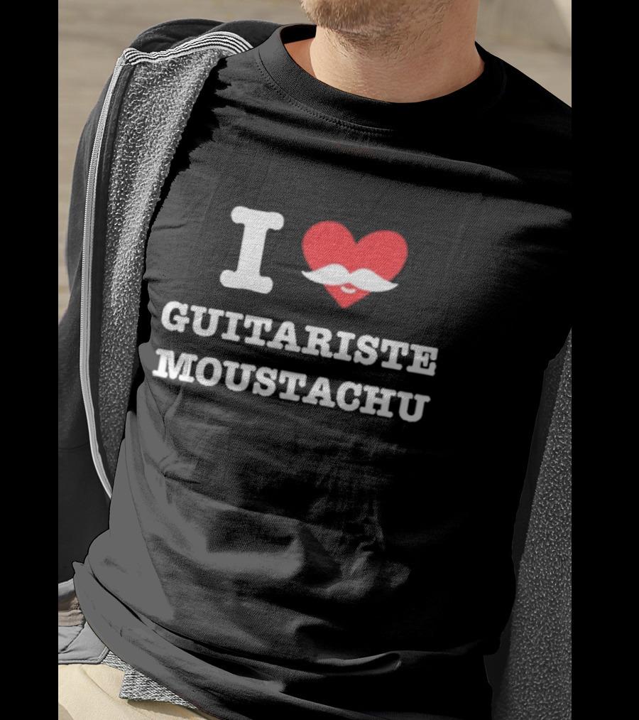 I Heart Guitariste Moustachu T-Shirt